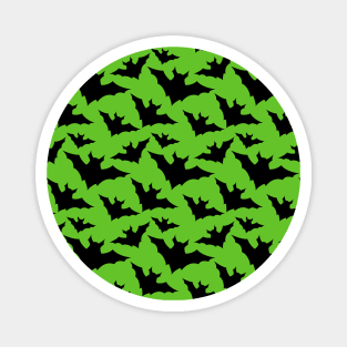 Halloween black bats green cool spooky silhouette pattern Magnet